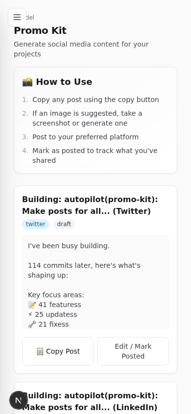 Promo Kit app in mobile view