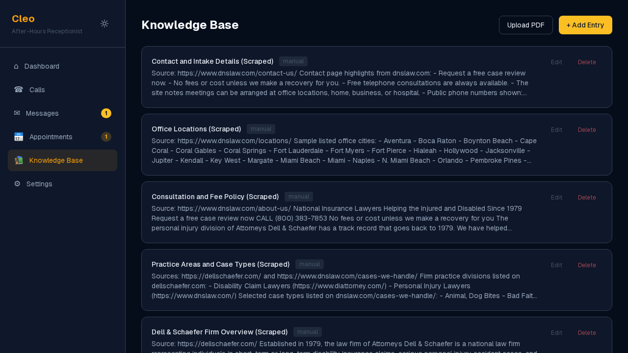 Knowledge base configuration for AI call handling