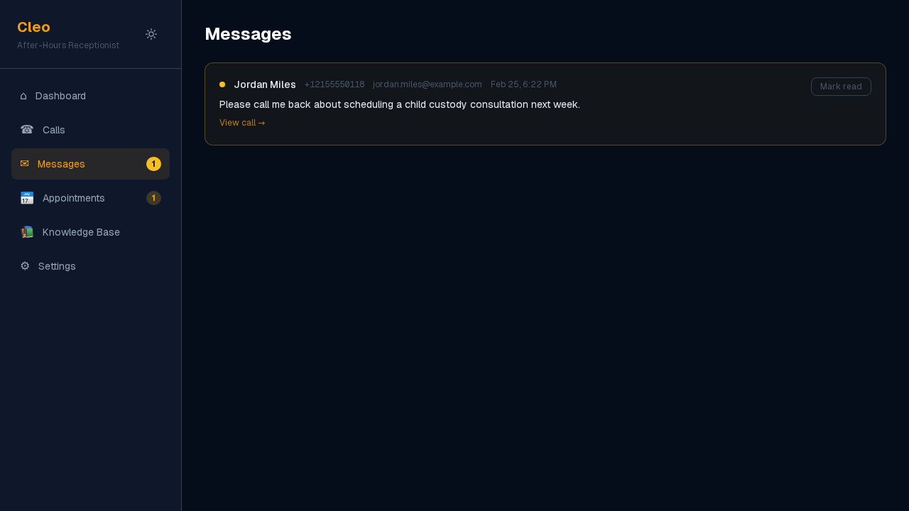 Messages inbox and follow-up tracking