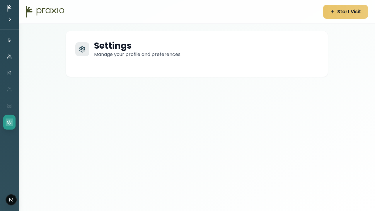 Settings and app configuration page